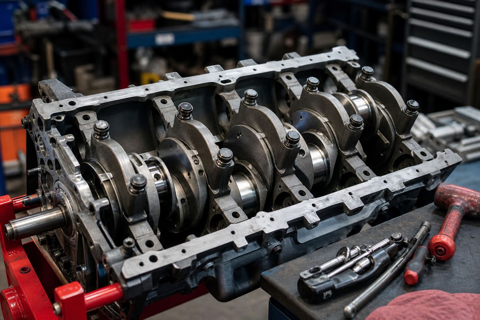 V8 engine rebuild (flagship) in progress